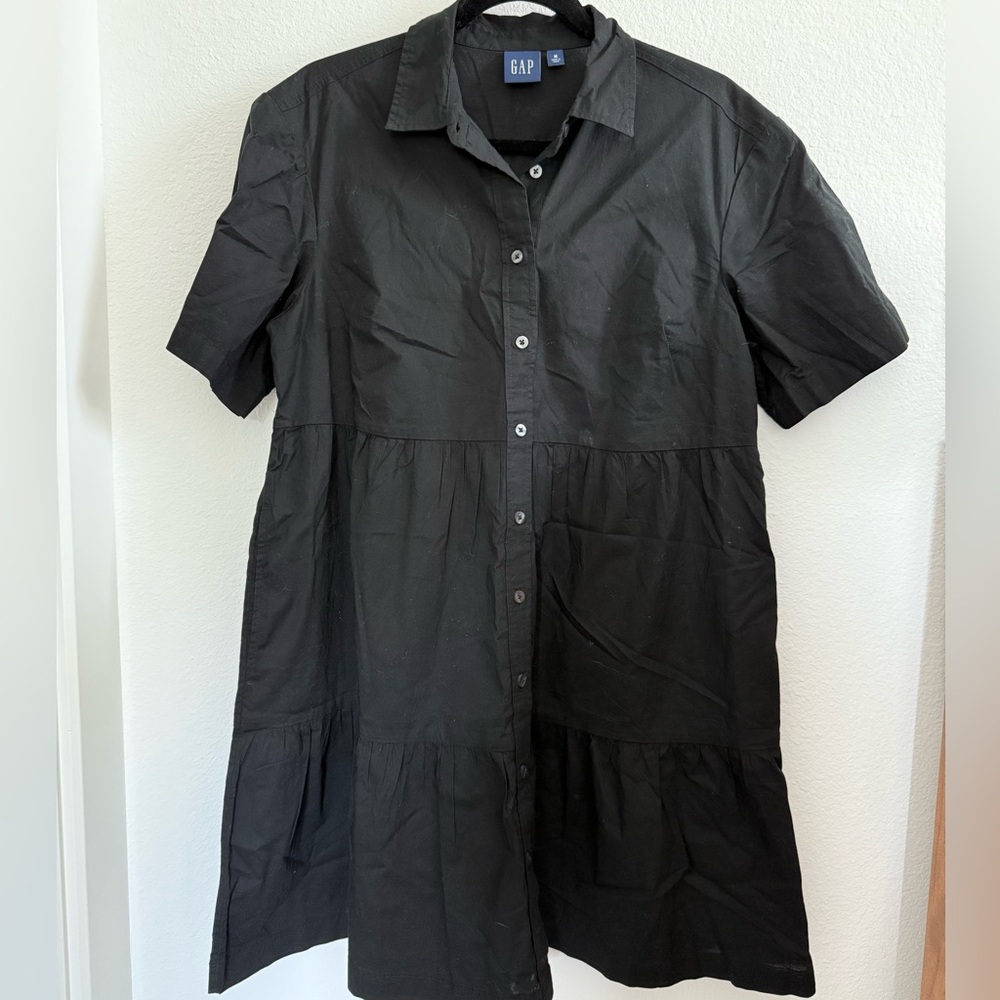 GAP Black Tiered Button Down Mini Dress
